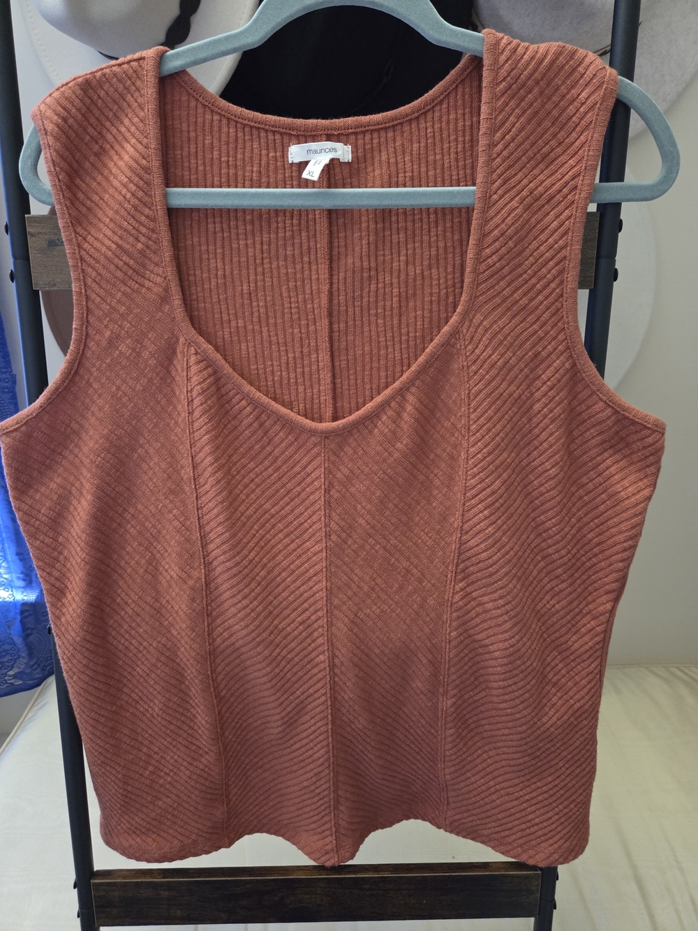 Maurices Burnt Orange Ribbed Scoop Tank Size XL